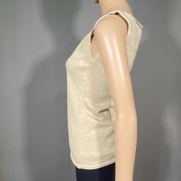 Sutton Studio Petite Gold Sparkle Sleeveless Tank Top‎ Size PS - Picture 2 of 12